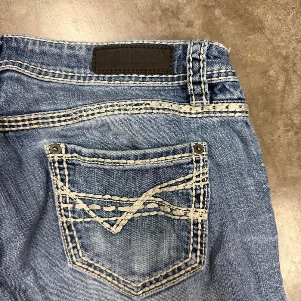 Rock & Roll Denim Womens Y2K Distressed Bootcut Jeans Medium Wash 32x32 - Picture 2 of 7